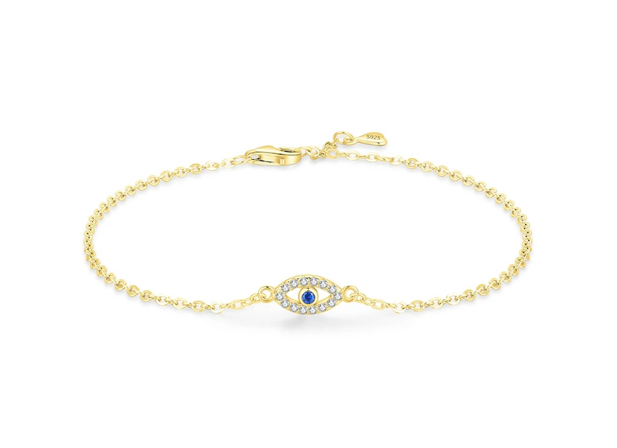 Evil Eye Protection Bracelet – Blue CZ & 925 Sterling Silver | Protection Code 91877519