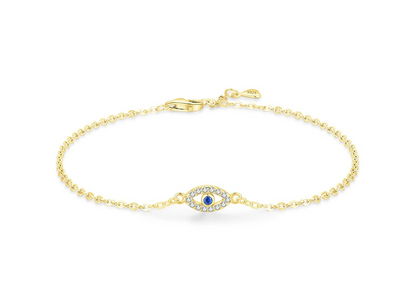 Evil Eye Protection Bracelet – Blue CZ & 925 Sterling Silver | Protection Code 91877519