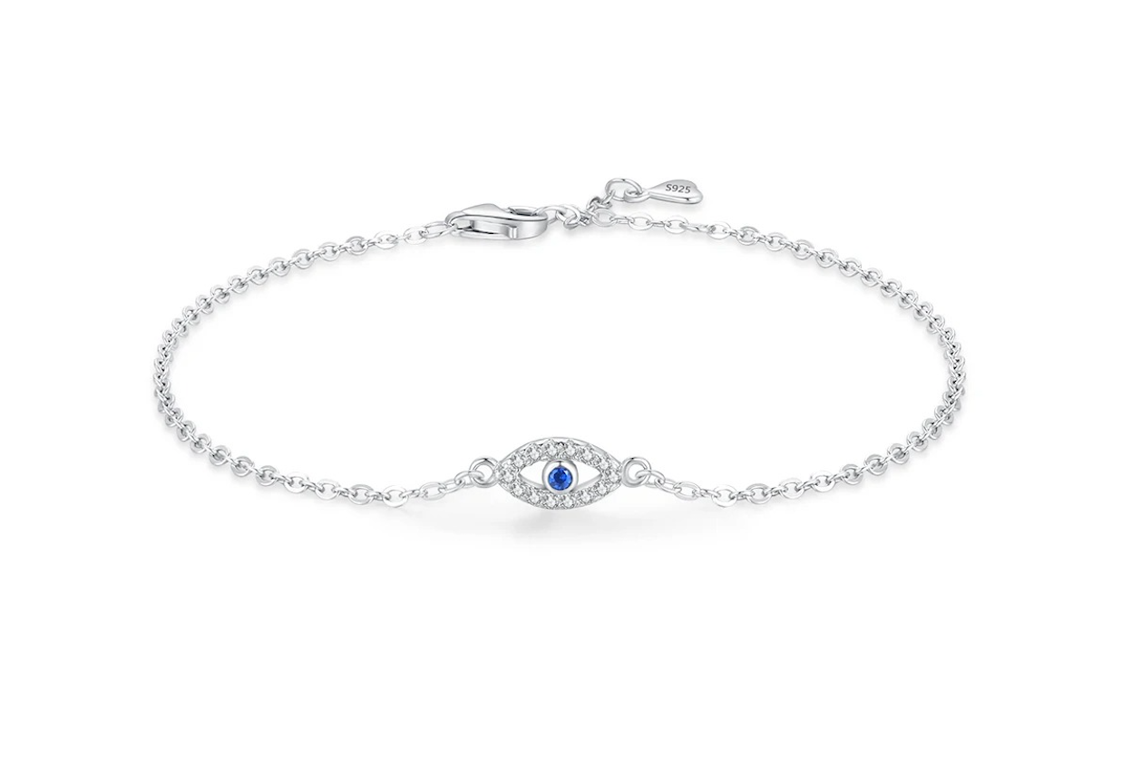 Evil Eye Protection Bracelet – Blue CZ & 925 Sterling Silver | Protection Code 91877519