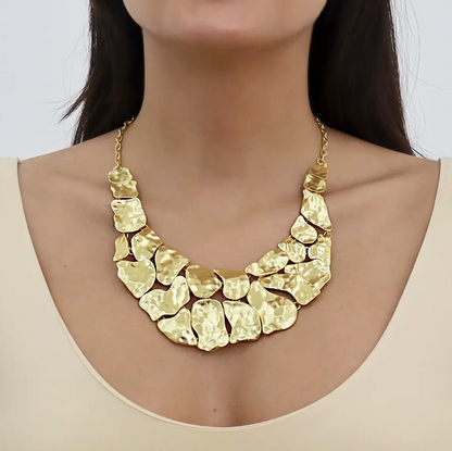 Cobblestone Statement Necklace - Bold Chunky Textured Design