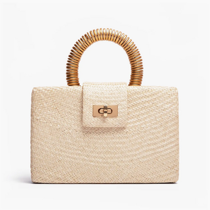 The Gracie Clutch-Gold Bead Handle | Vacation Luxury