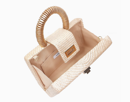 The Gracie Clutch-Gold Bead Handle | Vacation Luxury