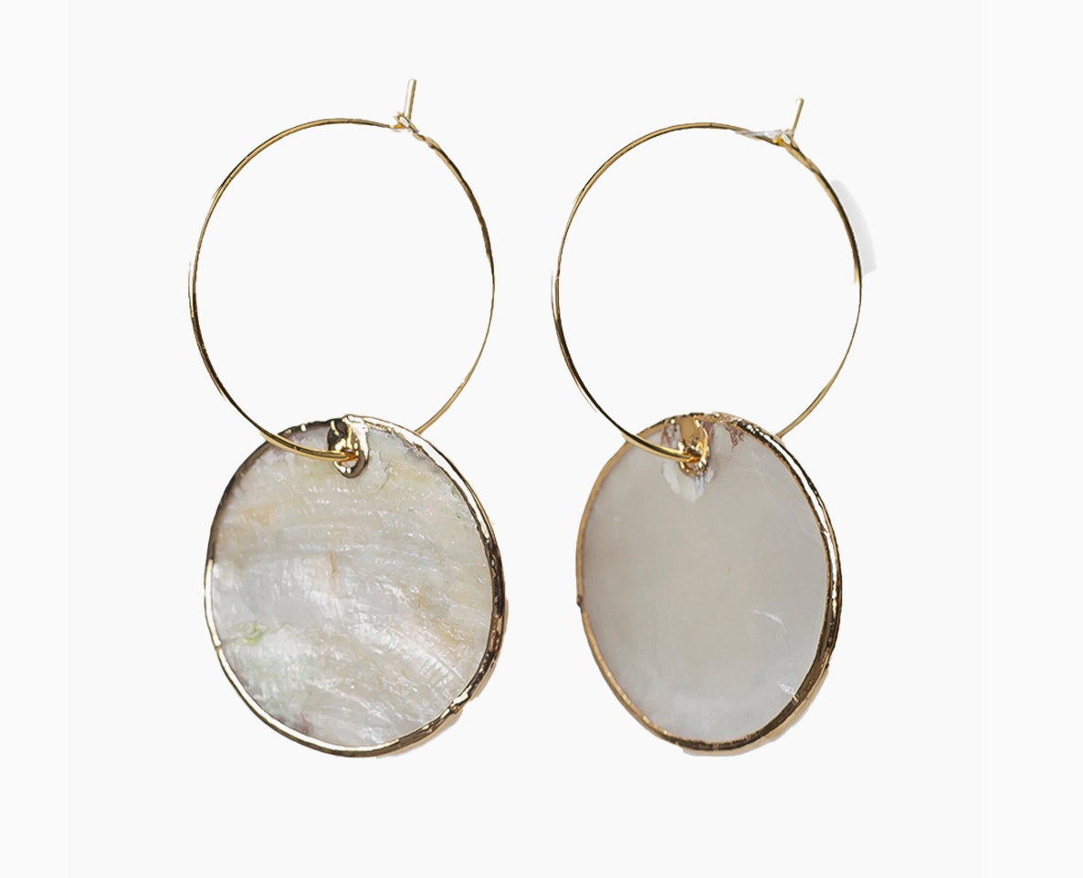 Capiz Shell-Circle Earrings-Resort Jewelry