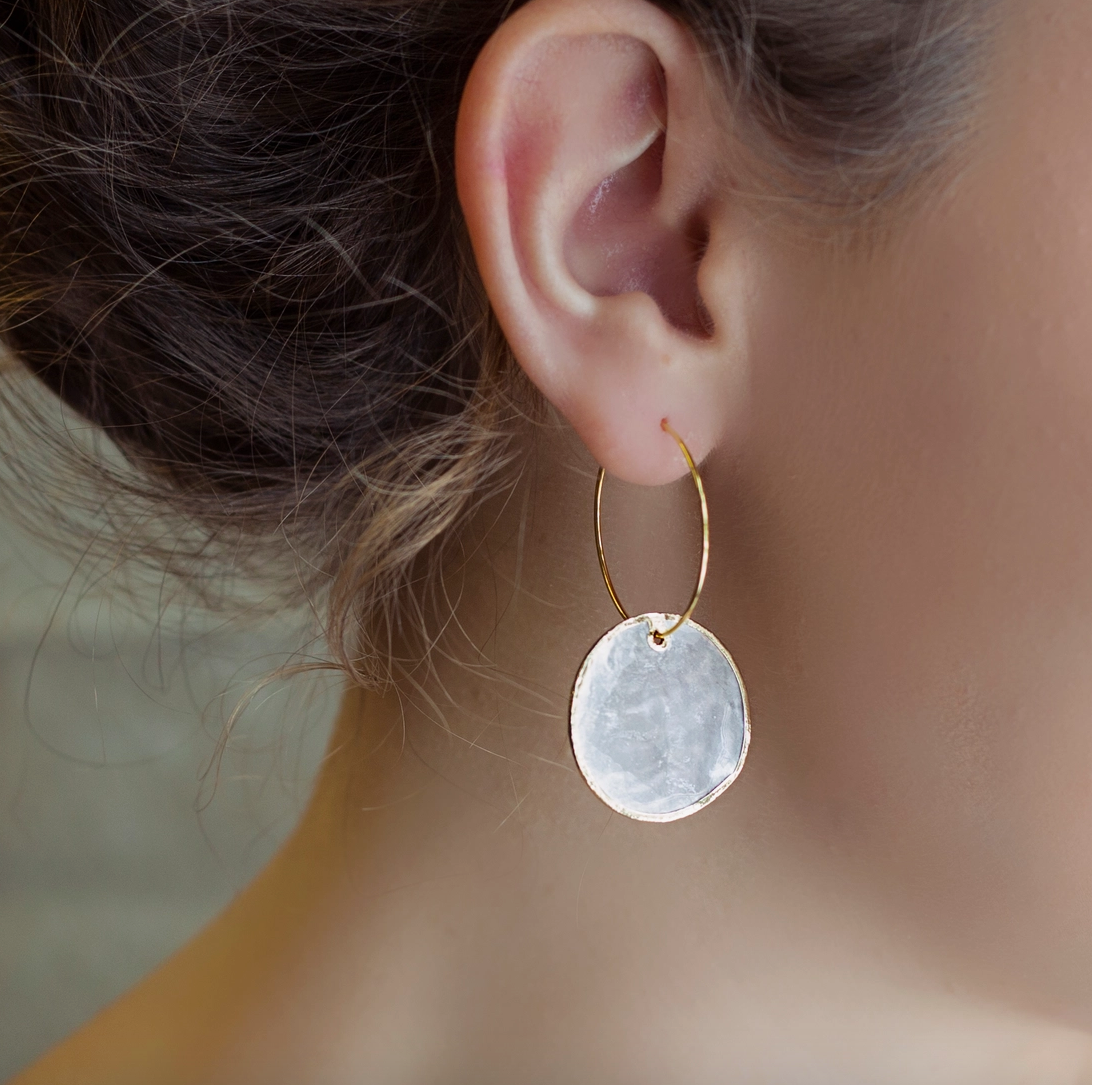 Capiz Shell-Circle Earrings-Resort Jewelry