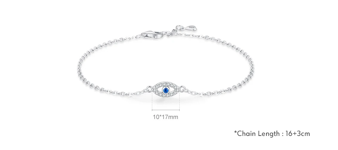 Evil Eye Protection Bracelet – Blue CZ & 925 Sterling Silver | Protection Code 91877519