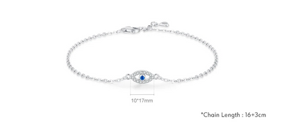 Evil Eye Protection Bracelet – Blue CZ & 925 Sterling Silver | Protection Code 91877519