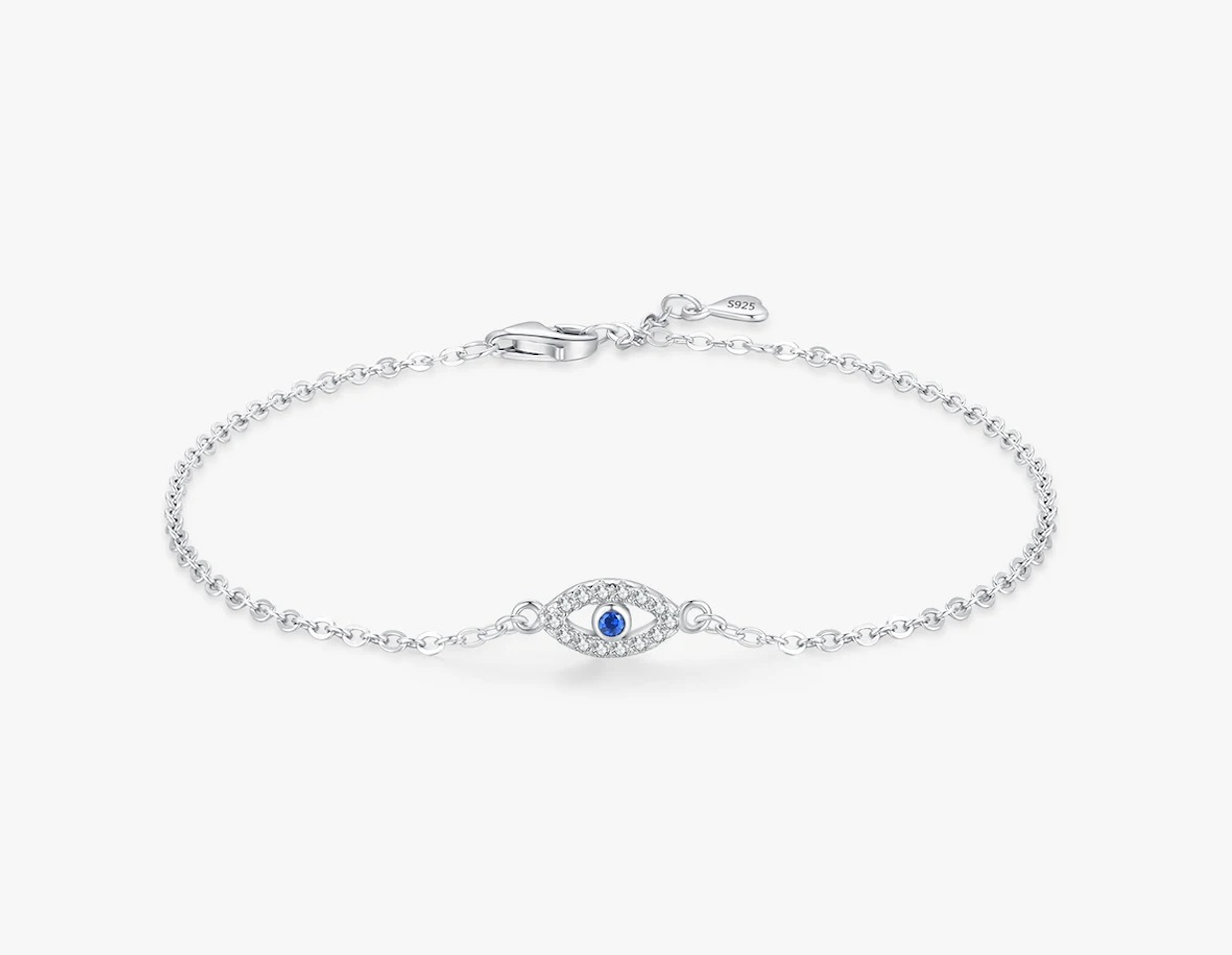Evil Eye Protection Bracelet – Blue CZ & 925 Sterling Silver | Protection Code 91877519