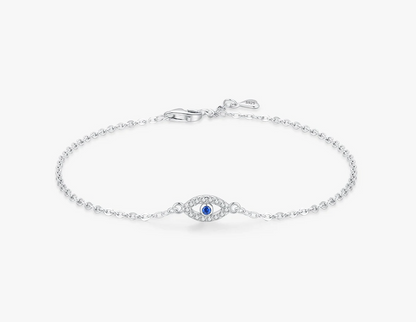 Evil Eye Protection Bracelet – Blue CZ & 925 Sterling Silver | Protection Code 91877519