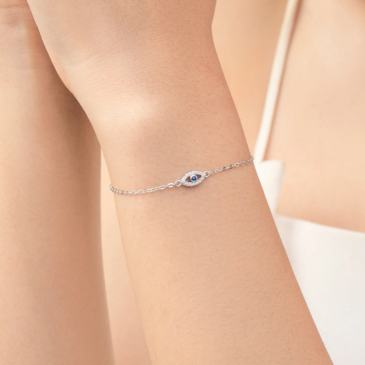 Evil Eye Protection Bracelet – Blue CZ & 925 Sterling Silver | Protection Code 91877519