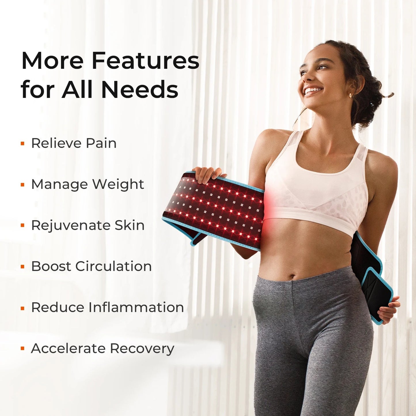 Red & Near-Infrared Light Therapy Belt — Fat Reduction, Pain Relief & Muscle Recovery Device