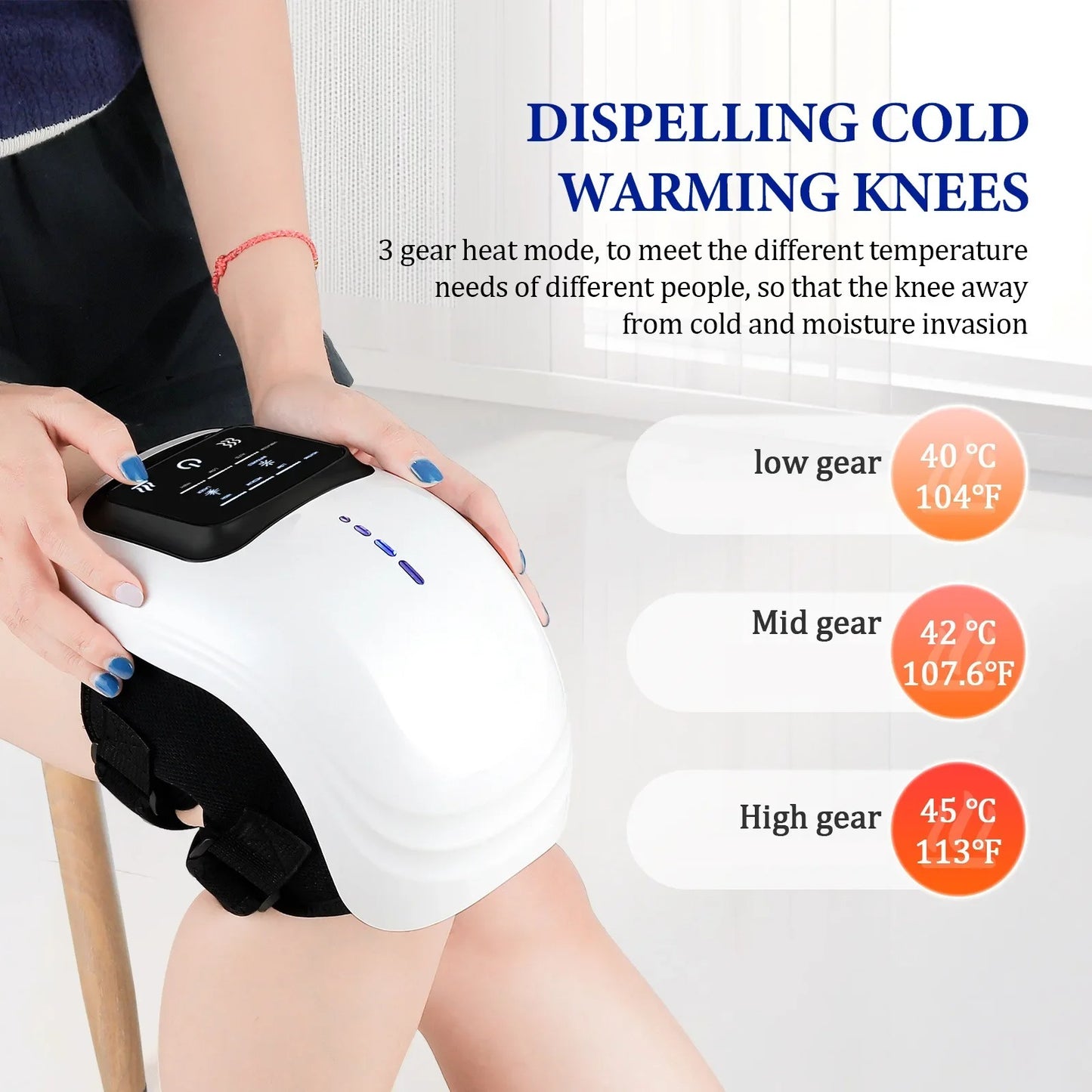 Smart Heated Knee Massager with Air Compression & Gentle Vibration