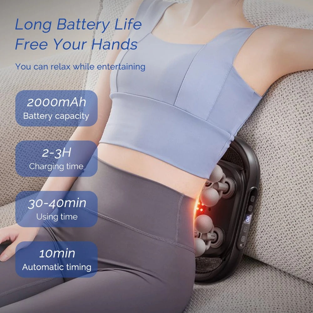 16-Head Percussion Back Massager with Red Light Therapy | Deep Tissue Relief for Back, Shoulders & Legs